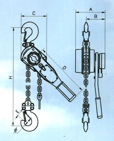 HSH型1.5-3t CY類 手板葫蘆結構圖 性能參數表